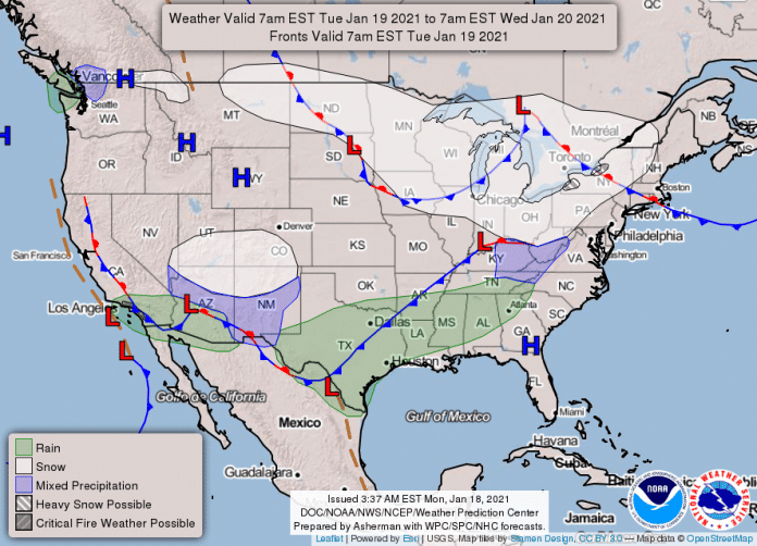 National Weather Service Map January 19, 2021