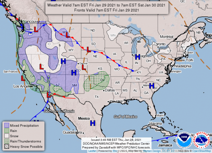 NWS Weather Map January 29, 2021