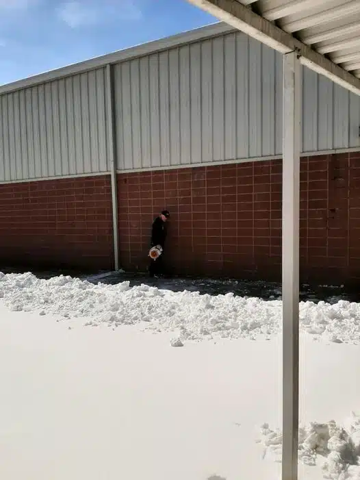 Clearing Izard County Consolidated School snow