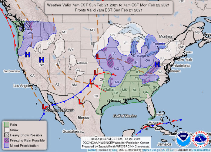 National Weather Service Map February 22, 2021