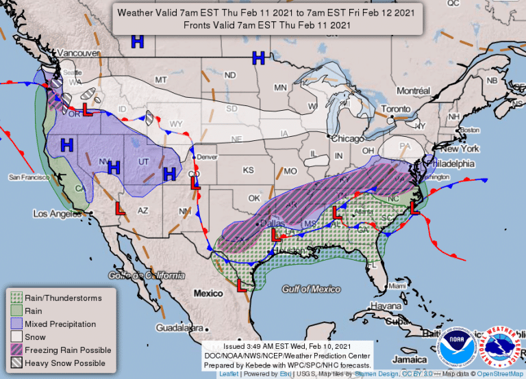 National Weather Service Map – Feb. 11, 2021