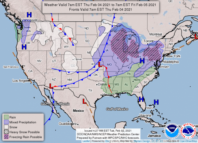 National Weather Service National Map February 4, 2021