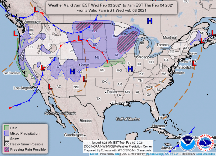 National Weather Service National Map February 3, 2021