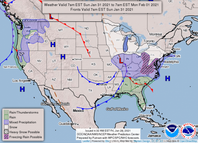 National Weather Service National Weather Map January 31, 2021