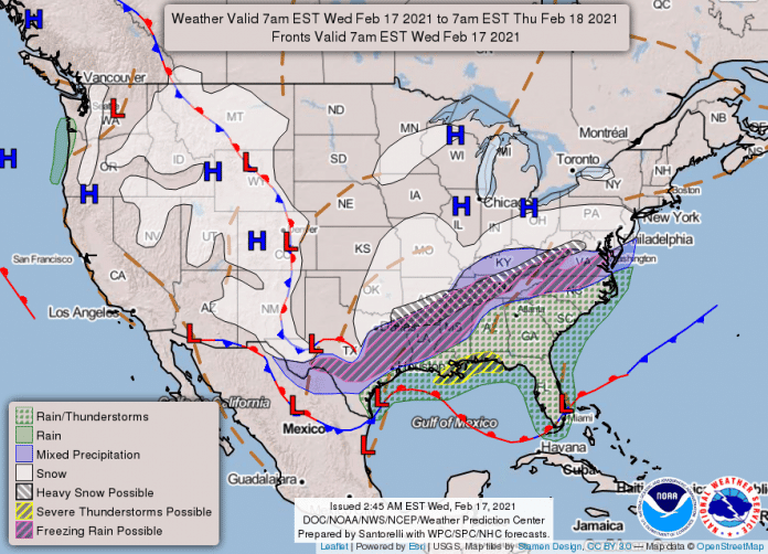 National Weather Service Map Feb 17-18