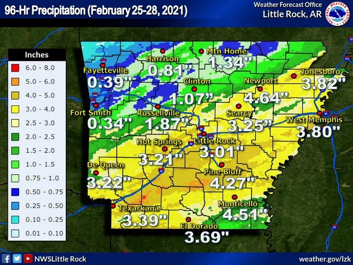 National Weather Service 4 day precipitation summary