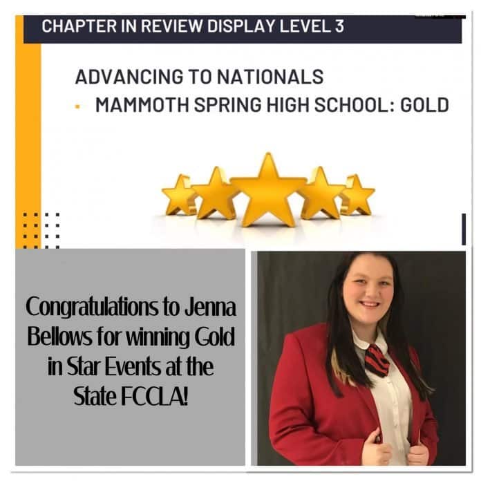 Jenna Bellows wins gold at STAR events at FCCLA competition