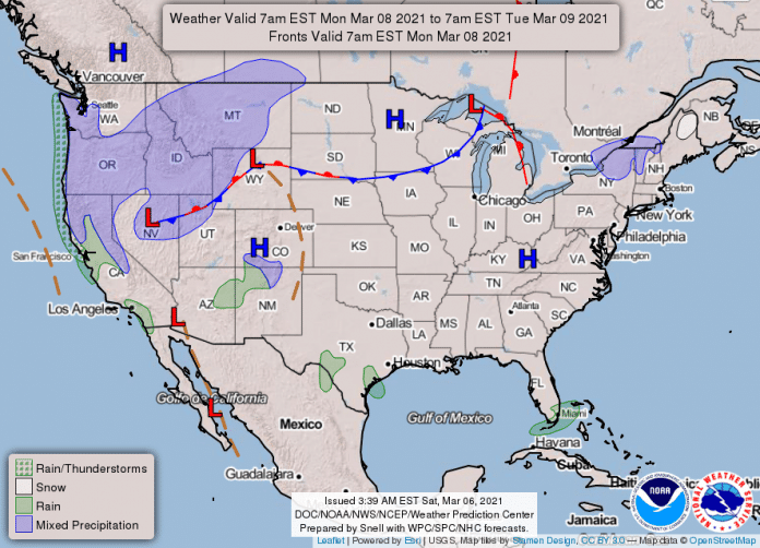 National Weather Service Map - March 8, 2021