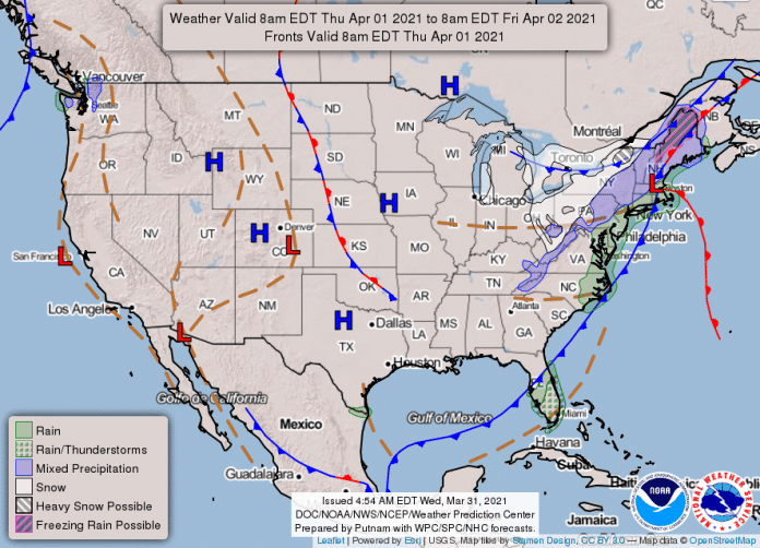 National Weather Service Map April 1, 2021