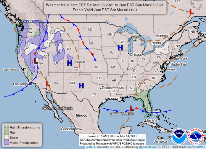 National Weather Service Map March, 6 2021