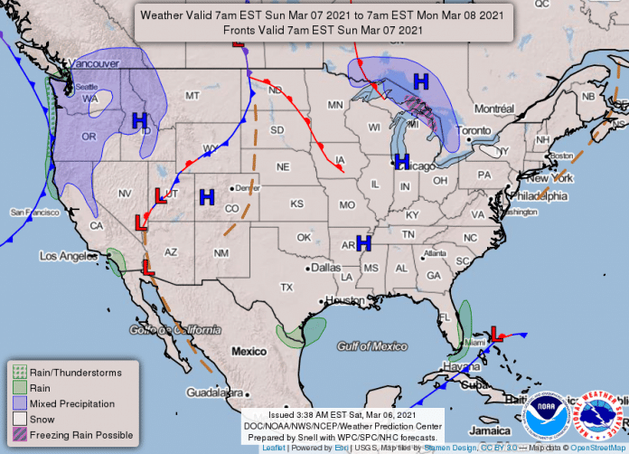 National Weather Service Map March 7, 2021