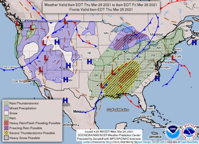 National Weather Service Map March 25, 2021