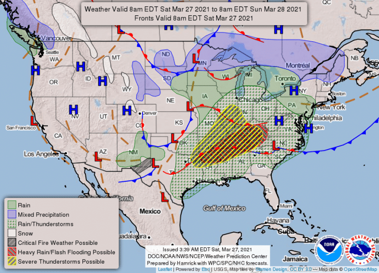 National Weather Service Map update March 27, 2021 | Hallmark Times