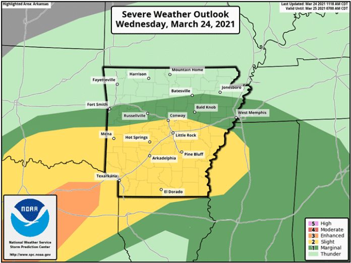 Severe weather outlook for southern Arkansas March 24 Hallmark Times