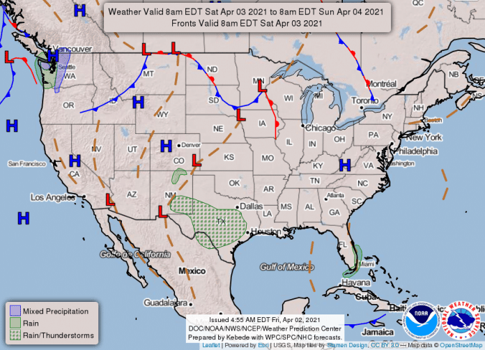National Weather Service map April 3, 2021