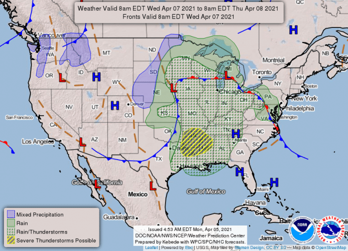 National Weather Service map April 7 2021