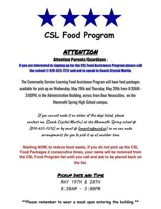 Mammoth Spring CSL Food Program