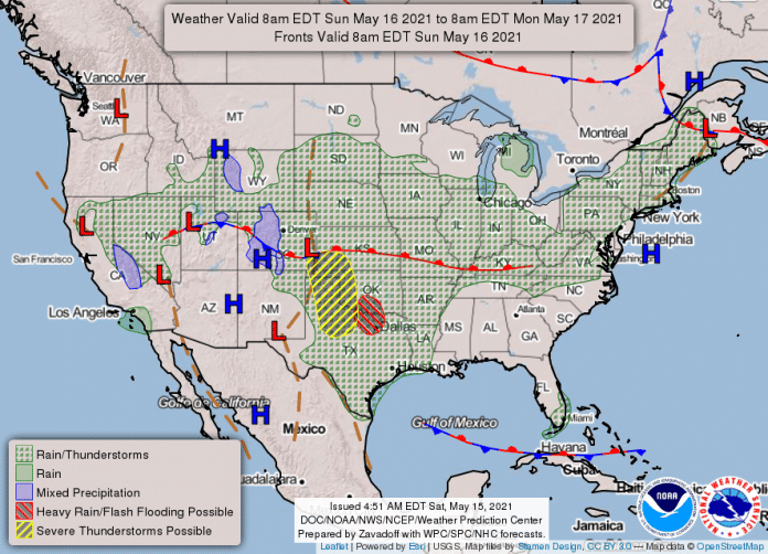 National Weather Service map May 15 Hallmark Times