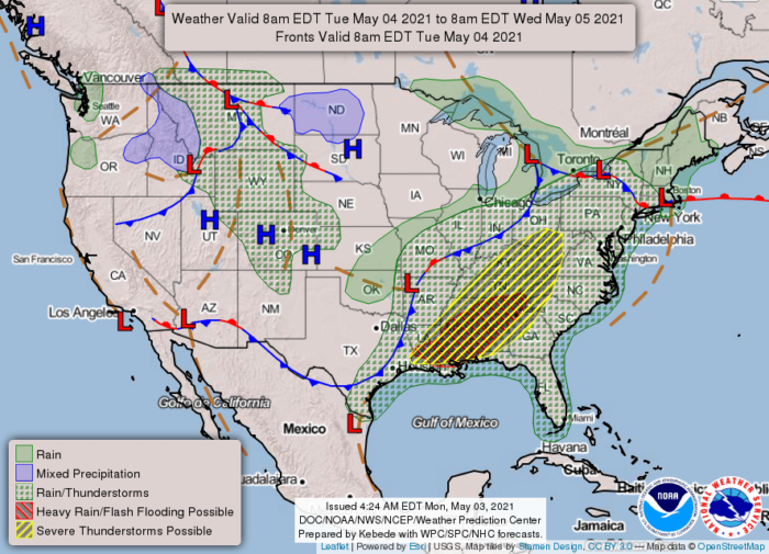 National Weather Service map May 4, 2021 Hallmark Times