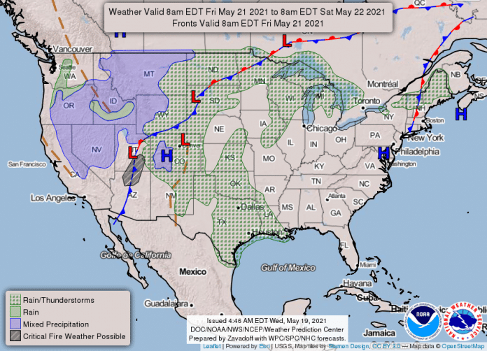 National Weather Service map May 21, 2021
