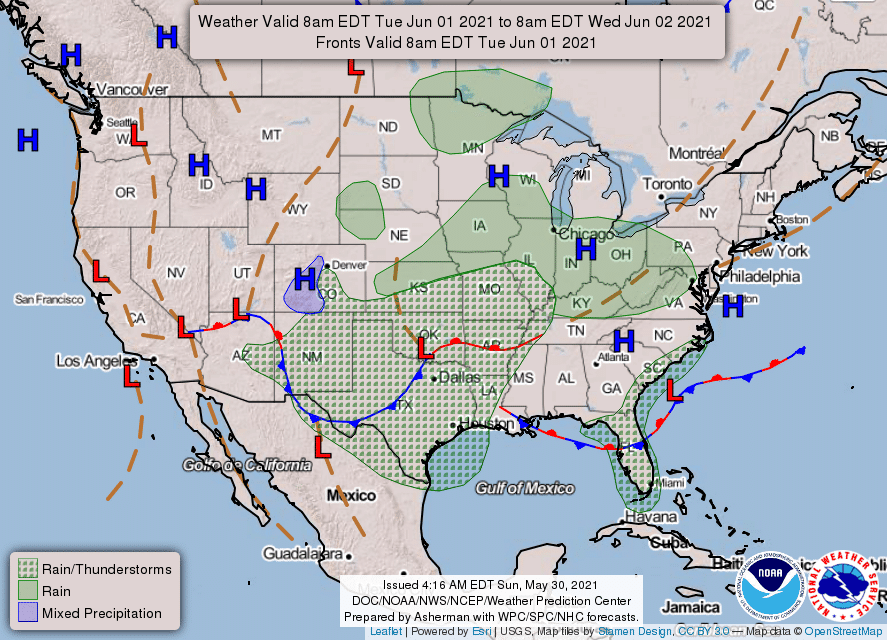 National Weather Service Map June 1 2021 Hallmark Times