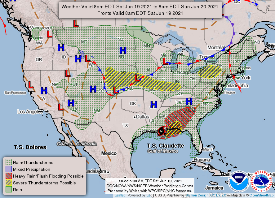 National Weather Service map June 19, 2021 - Hallmark Times