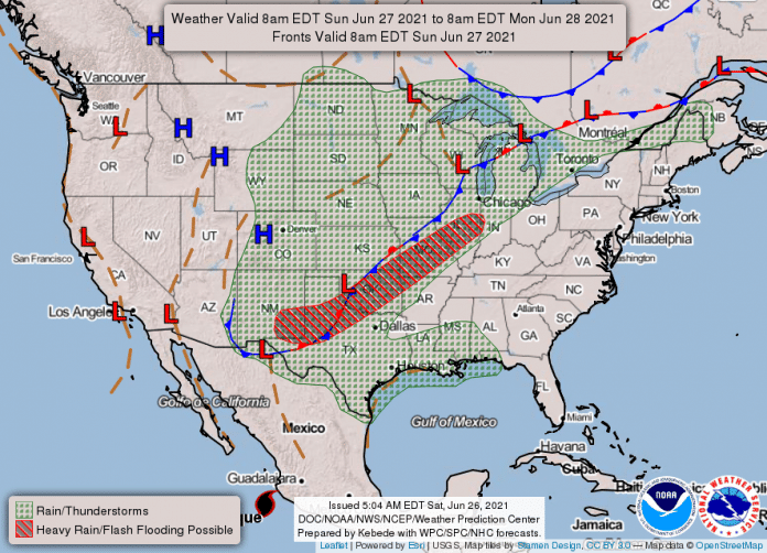 National Weather Service map June 27, 2021 - Hallmark Times