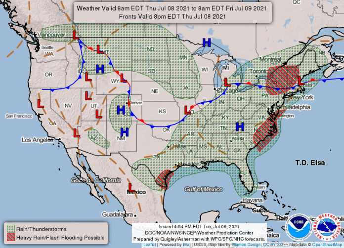 National Weather Service map July 8, 2021 Hallmark Times