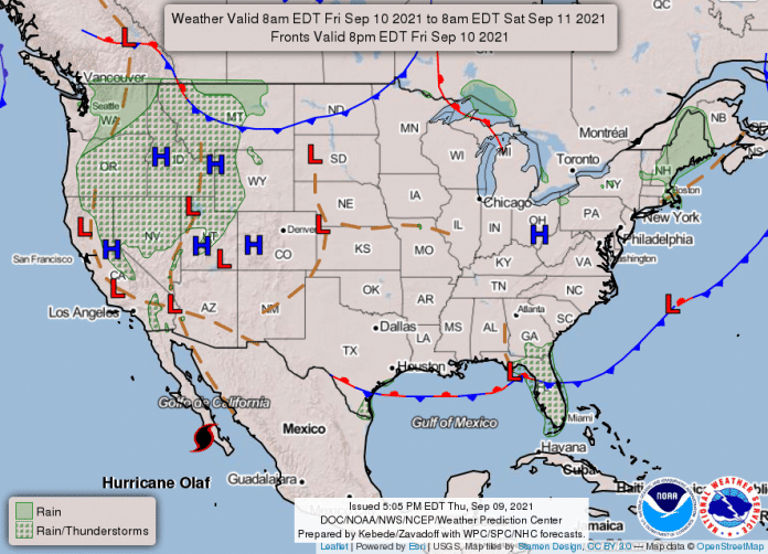 National Weather Service map Sept. 10, 2021 Hallmark Times