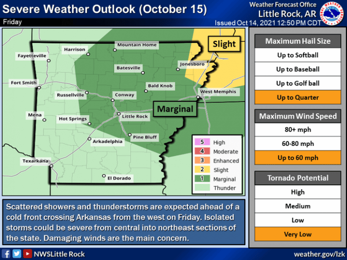 Severe Weather Outlook October 15, 2021