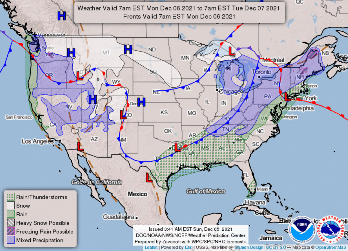 National Weather Service map December 6, 2021