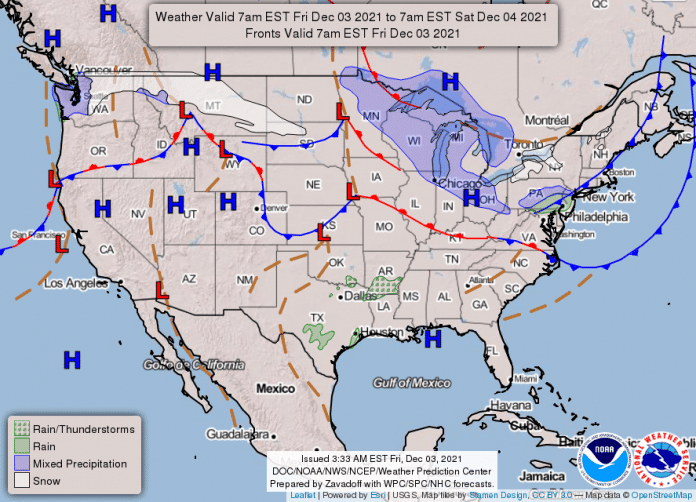 National Weather Service map December 3. 2021
