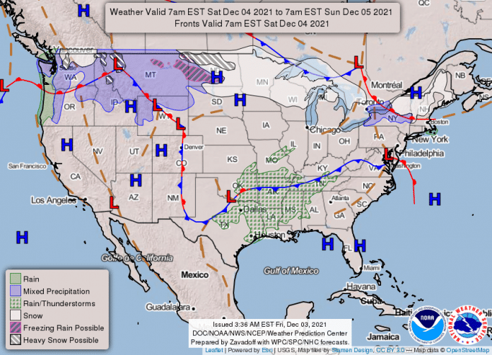 National Weather Service map December 4, 2021