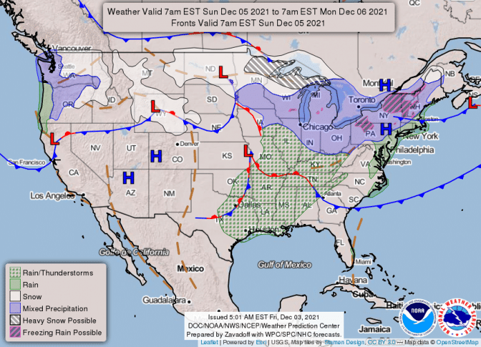 National Weather Service map December 5, 2021